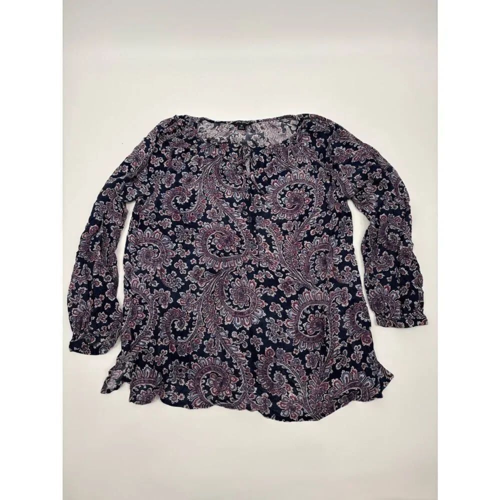 Lucky brand | Women’s Paisley Long-Sleeve Blouse - Navy and Pink